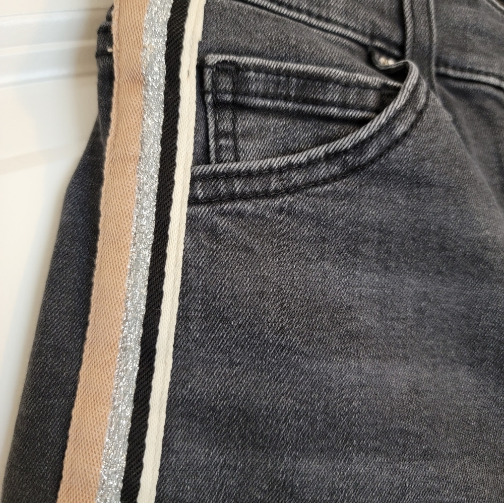 Topshop Moto Jamie Black Wash Side Stripe High Rise Jeans size 26 - Picture 12 of 13